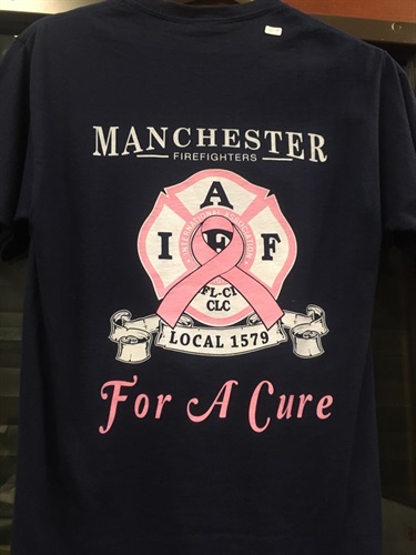 Manchester Firefighters Breast Cancer Cure Tshirts, pink or navy, short or long sleeve ($16-$22)