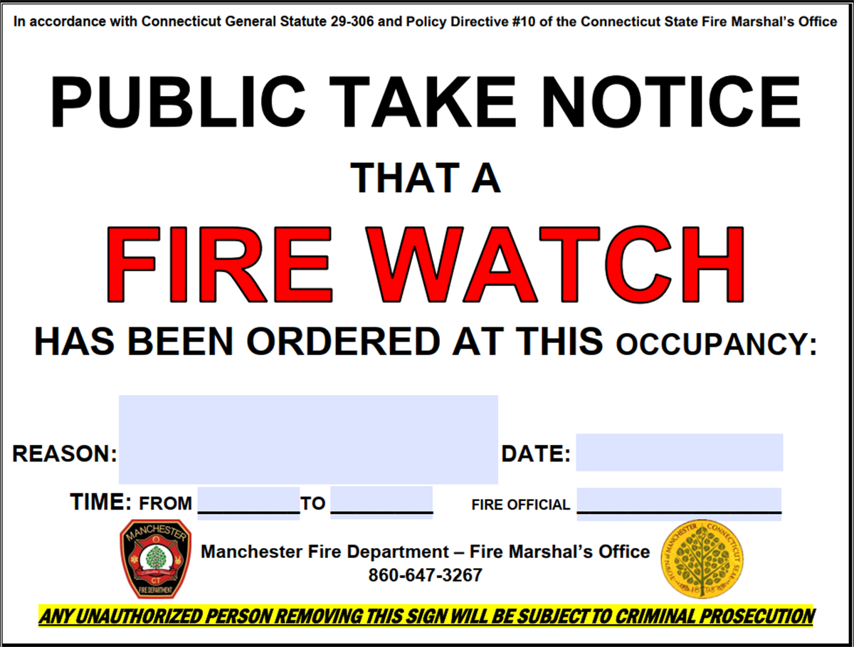 Fire Watch Town of Manchester