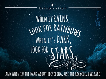 When it rains, look for rainbows. When it's dark, look for stars. And when in the dark about recycling, use the Recycle CT wizard.