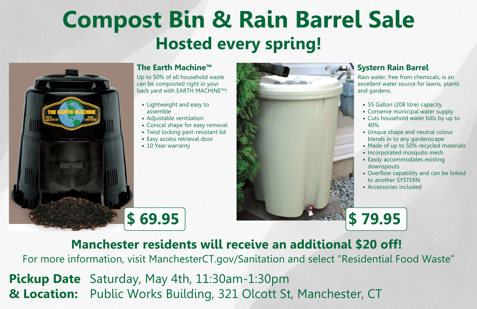 Compost Bin and Rain Barrel Sale Flyer