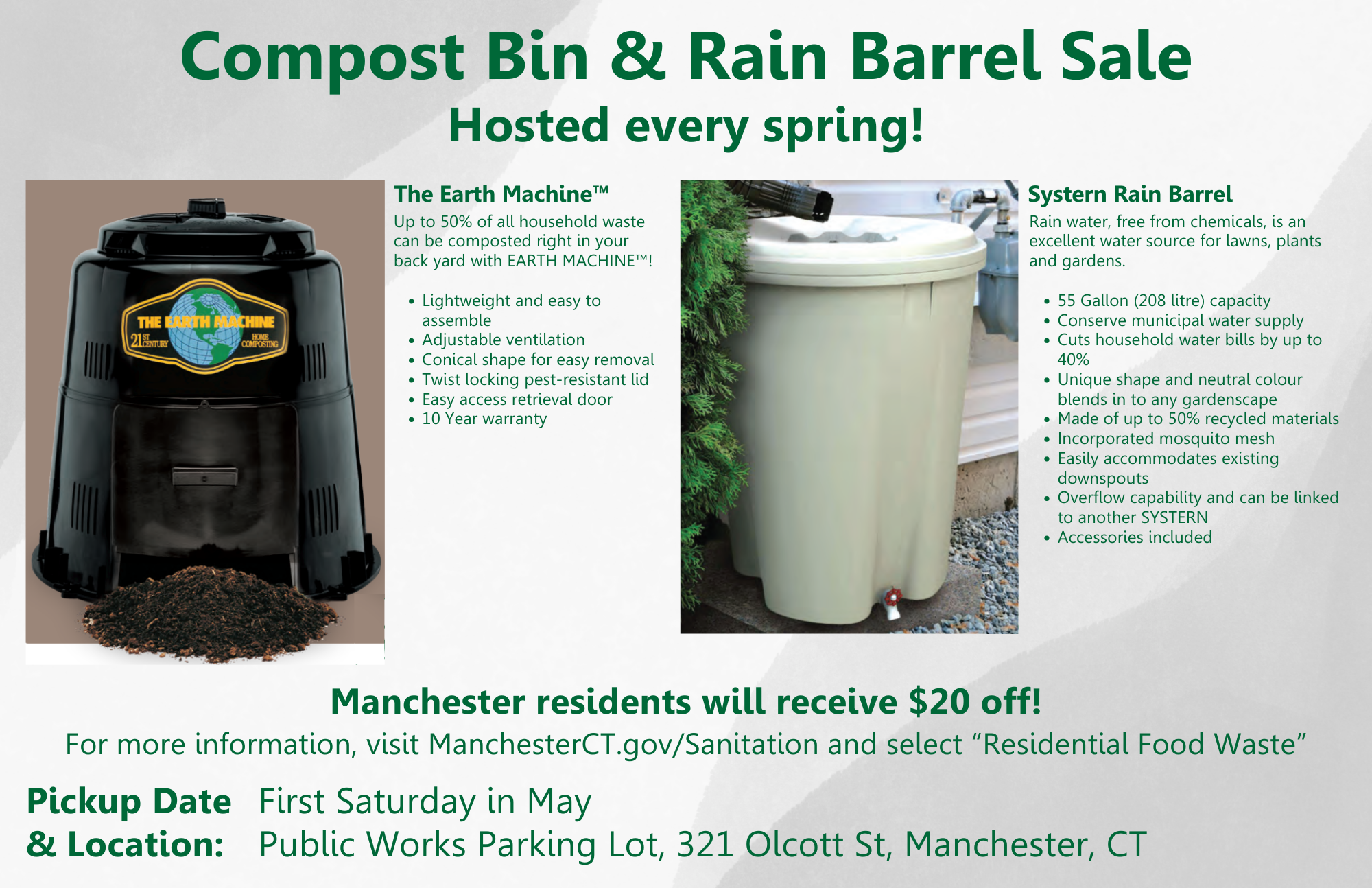 Compost Bin and Rain Barrel Sale Flyer