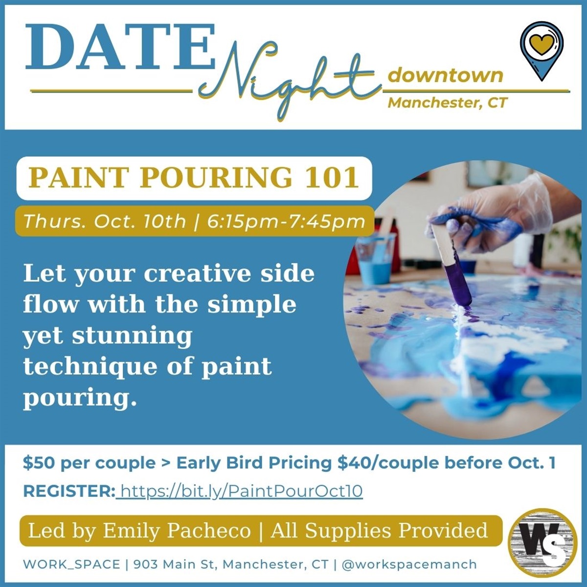 Paint Pouring class at Work_Space Town of Manchester