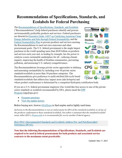 Recommendations of Specifications, Standards, and Ecolabels for Federal Purchasing_page-0001.jpg